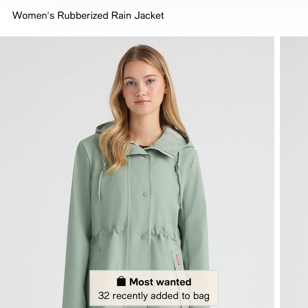 Hunter Sage Green Hooded Waterproof Jacket
